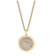 MICHAEL M 14K Yellow Gold Tetra Pave' Diamond Bezel Medallion Necklace